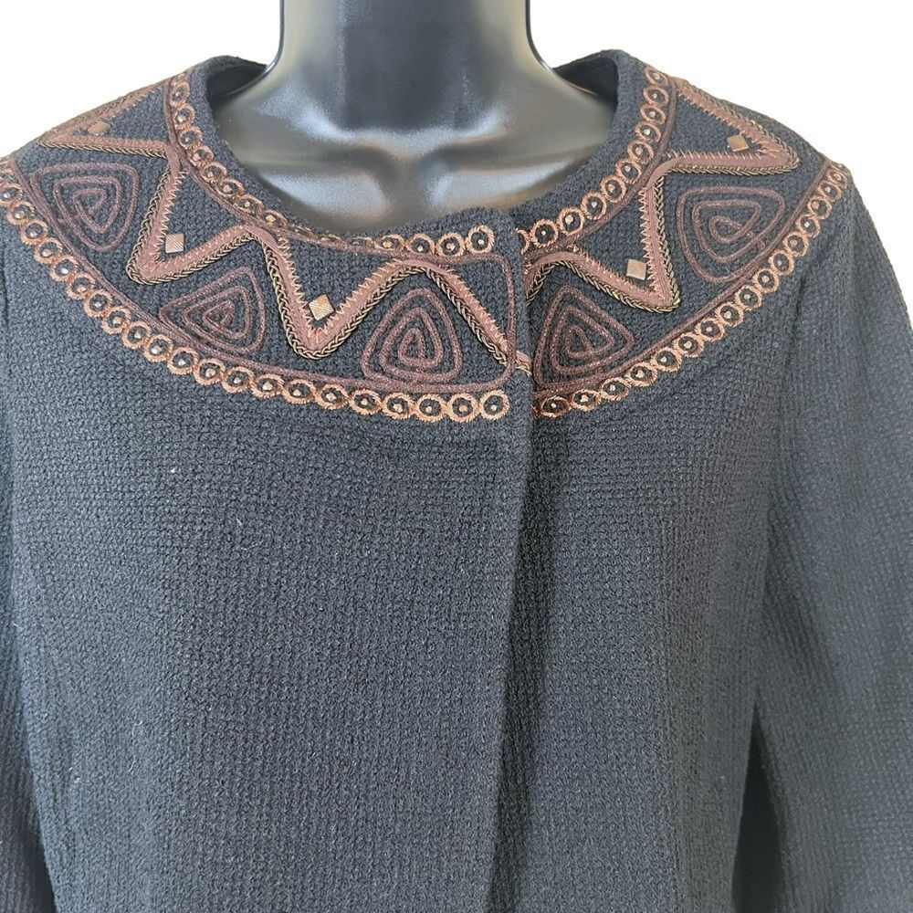 St John Knits Couture Caviar Black Brown Cord Sequin Blazer Jacket - Picture 2 of 12